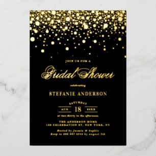 Black and Gold Foil Confetti Dots Bridal Shower