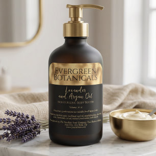 Black and Gold Foil Cosmetics Jar Bottle Label