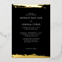 Black and Gold Foil Elegant Wedding Invitation