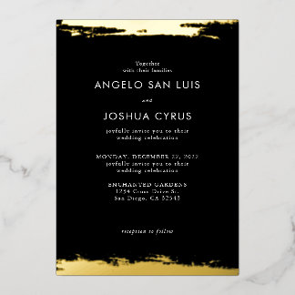 Black and Gold Foil Elegant Wedding Invitation