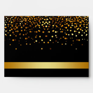 Black and Gold Foil Faux Glitter Metal  Wedding Envelope
