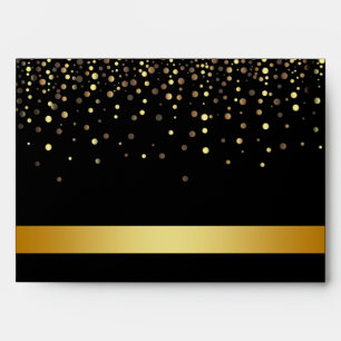 Black and  Gold Foil Faux Glitter Metal  Wedding Envelopes