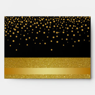 Black and Gold Foil Faux Glitter Metal  Wedding Envelopes