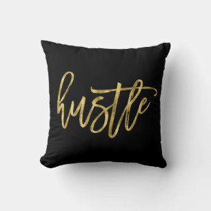 Black And Gold Foil Hustle Throw Pillows