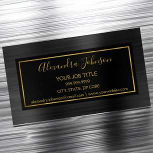Black and Gold Foil Modern Metallic Magnetic Business Card