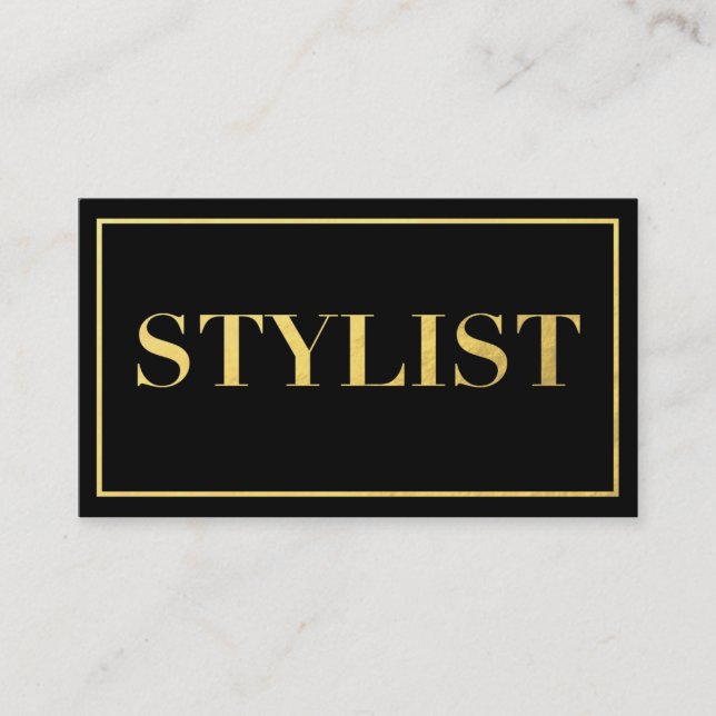 Black and Gold Foil | Modern Stylist Business Card (Front)