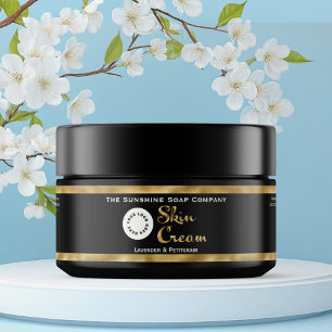 Black and Gold Foil Skin Cream Jar Label with logo