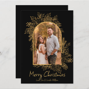 Black and Gold Foliage Arch Christmas Card