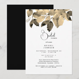 Black and Gold Foliage Bridal Shower Invitation