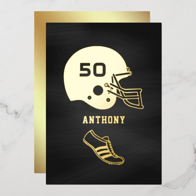 Black and Gold Football Birthday Chalkboard (Front/Back)
