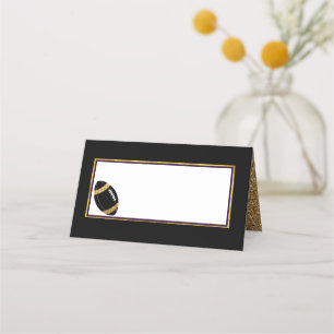 Black and Gold Football Wedding Place Card