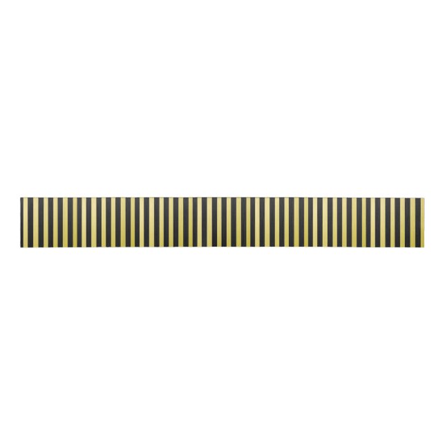 Black and Gold For Men Striped Ribbon Grosgrain Ribbon (Front)