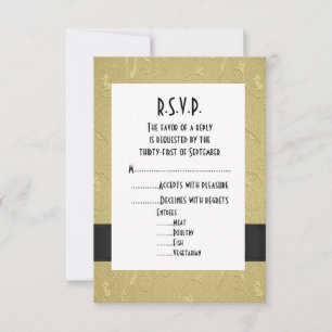 Black and gold formal wedding R.S.V.P RSVP Card