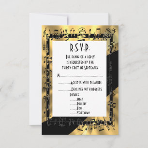 Black and gold formal wedding R.S.V.P RSVP Card