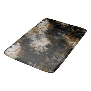 Black and Gold Fractal abstract Bath Mat