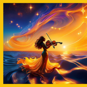 Black And Gold Fractal Made Of Yarn Poster