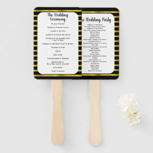 Black and Gold Frame Wedding Program Fan