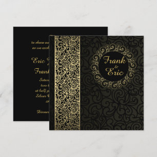 Black and Gold Gay/Lesbienne Faire-part de mariage