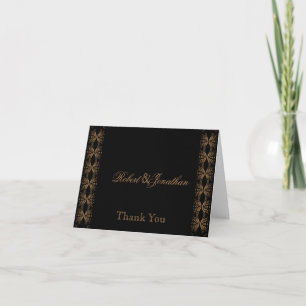 Black and Gold Gay Wedding Thank You Card