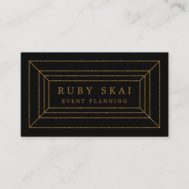 Black and Gold Gemstone Chic Business Card (Front)