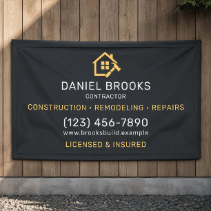 Black and Gold General Contractor Business Banner