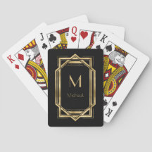 Black and Gold Geometric | Monogram & Name
