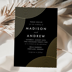 Black and Gold Geometric Swirls Wedding