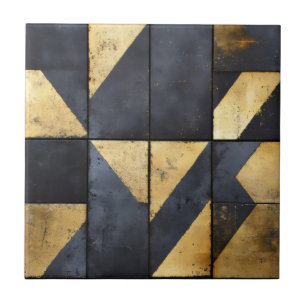 Black and Gold Geometrical Pattern Tile