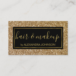 Black and Gold Girly Sparkle Glitter Salon Business Card