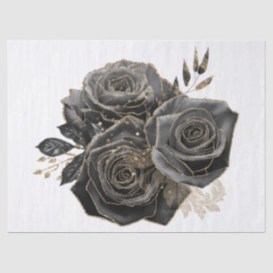 Black and Gold Glam Roses Floral Bouquet Tissue Paper