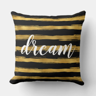 Black and Gold Glam Stripes Dream Throw Pillow