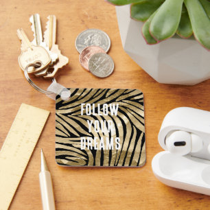 Black and Gold Glam Zebra  Keychain