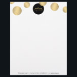 Black and Gold Glamour and Beauty Letterhead<br><div class="desc">Coordinates with the Black and Gold Glamour and Beauty Business Card Template by 1201AM. A motif of faux metallic gold and black circles creates an eye-catching design on this glamourous letterhead template. © 1201AM CREATIVE</div>