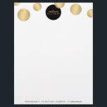 Black and Gold Glamour and Beauty Letterhead<br><div class="desc">Coordinates with the Black and Gold Glamour and Beauty Business Card Template by 1201AM. A motif of faux metallic gold and black circles creates an eye-catching design on this glamourous letterhead template. © 1201AM CREATIVE</div>