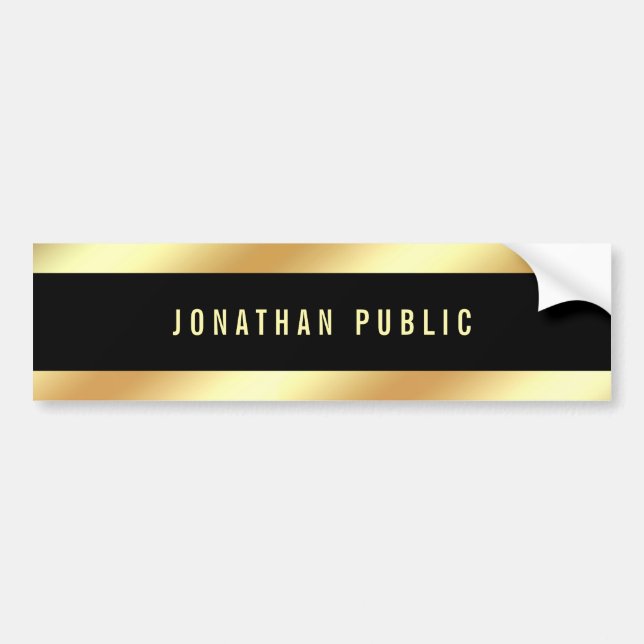 Black And Gold Glamour Modern Trendy Template Bumper Sticker (Front)