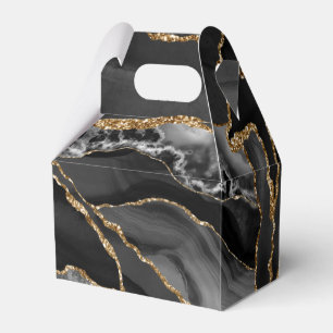 Black and Gold Glitter Agate Favor Box