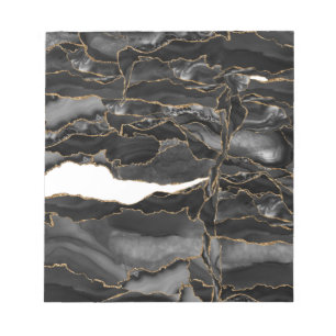 Black and Gold Glitter Agate Notepad