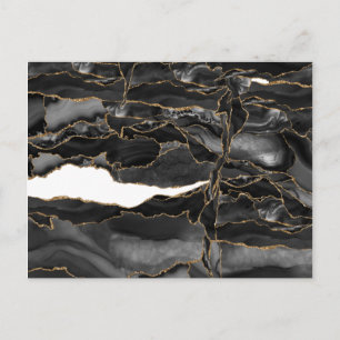 Black and Gold Glitter Agate Postcard