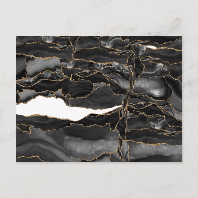 Black and Gold Glitter Agate Postcard (Front)