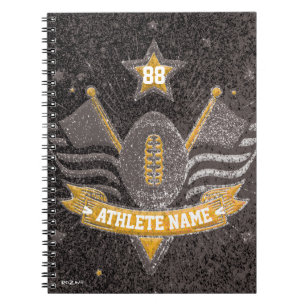 Black and Gold Glitter American Football Champions Notebook