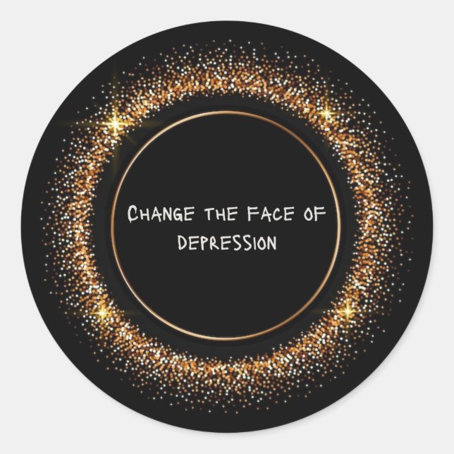 Black and Gold Glitter CTFOD Classic Round Sticker (Front)