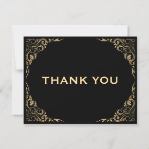 Black and Gold Glitter Frame Thank You Card