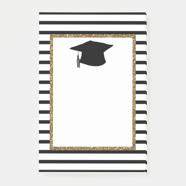 Black and Gold Glitter Graduation  Post-it Notes (Front)