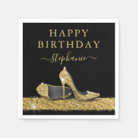 Black and Gold Glitter High Heels Birthday