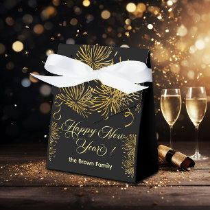 Black and Gold Glitter New Year's Eve Party Favor Box