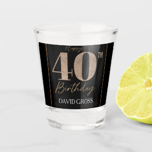 Black and Gold Glitter Numeral 40th Birthday Shot Glass