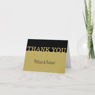 Black And Gold Glitter Wedding Thank You Card