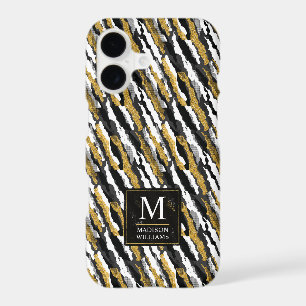 Black and Gold Glitter White Animal Zebra Pattern