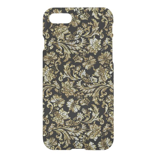 Black And Gold GlitterVintage Floral Damasks iPhone 7 Case