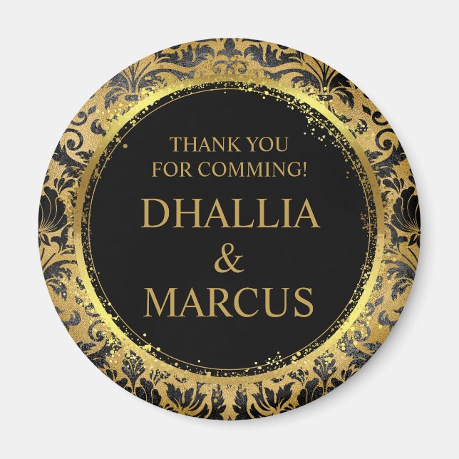 Black And Gold Goth Pattern Magnet (Front)